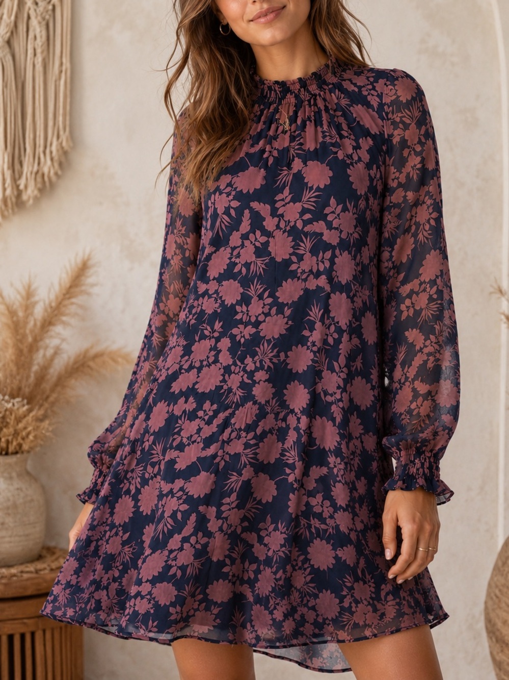 Anthropologie Cloth & Stone Boho Floral Rayon Tunic Dress